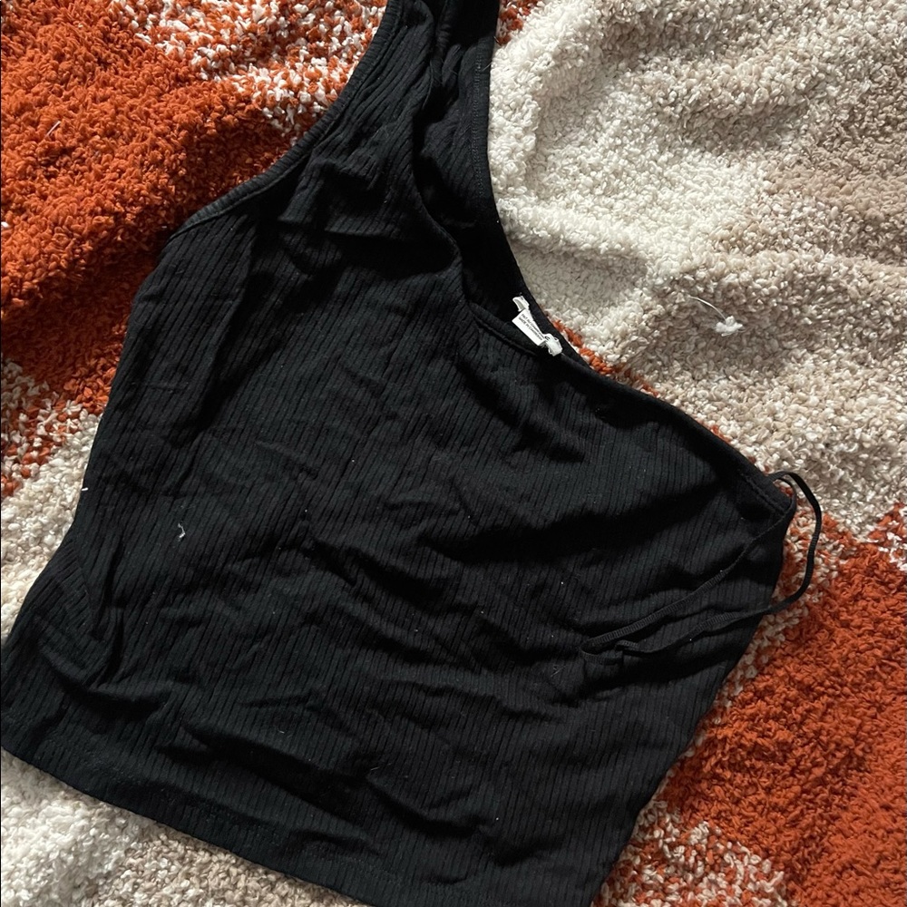 garage - one shoulder tank black small cropped